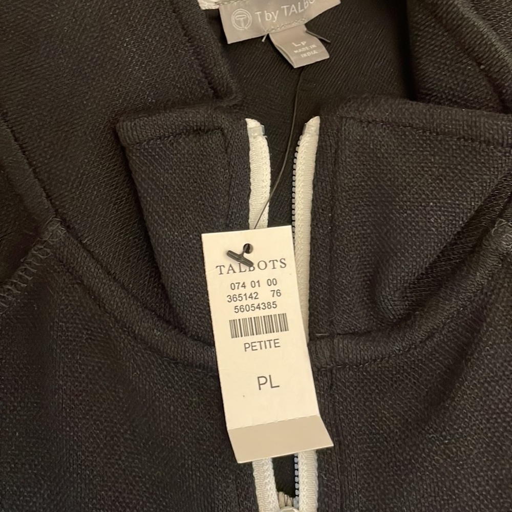 T by Talbots cotton pique black and white zip jacket. Size LP. NWT - Picture 7 of 8